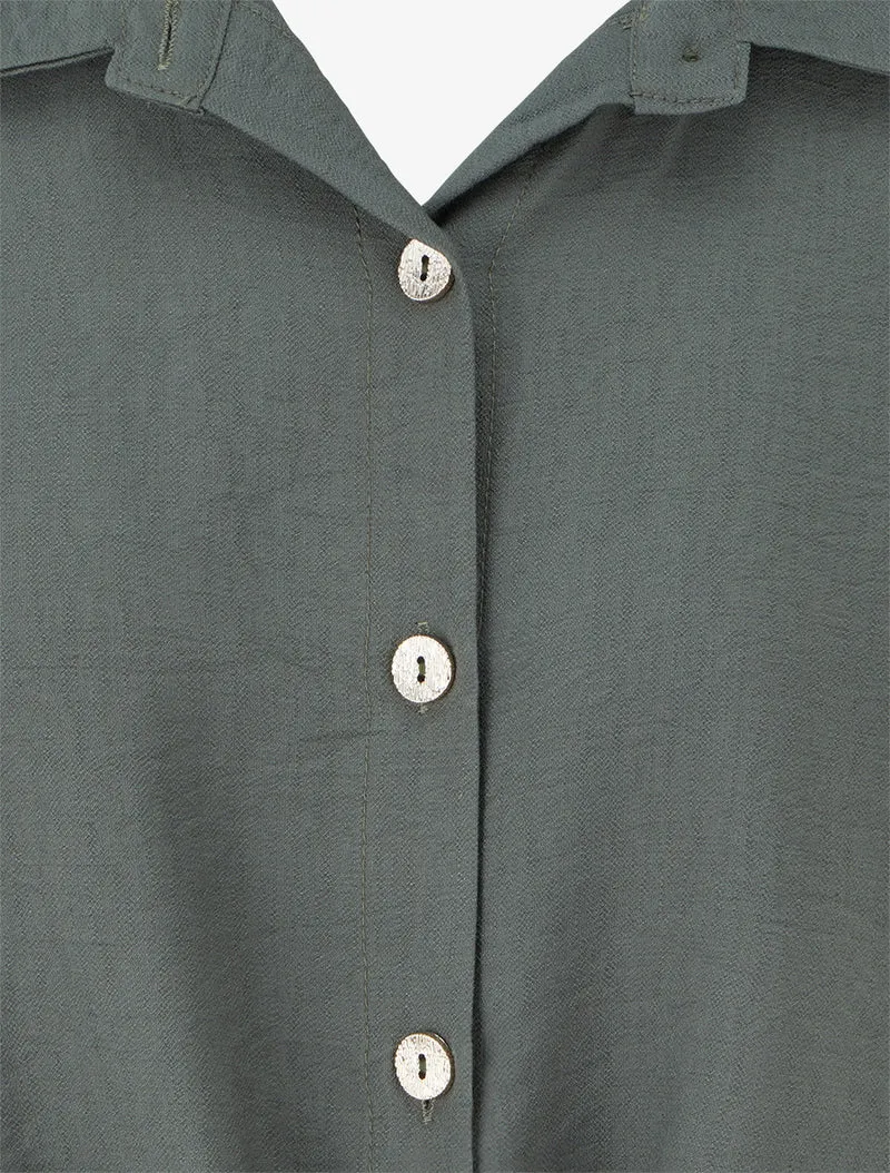 Chemise unie à nouer - Kaki