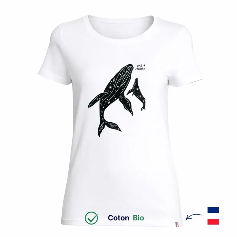 T-shirt femme blanc [ Baleines