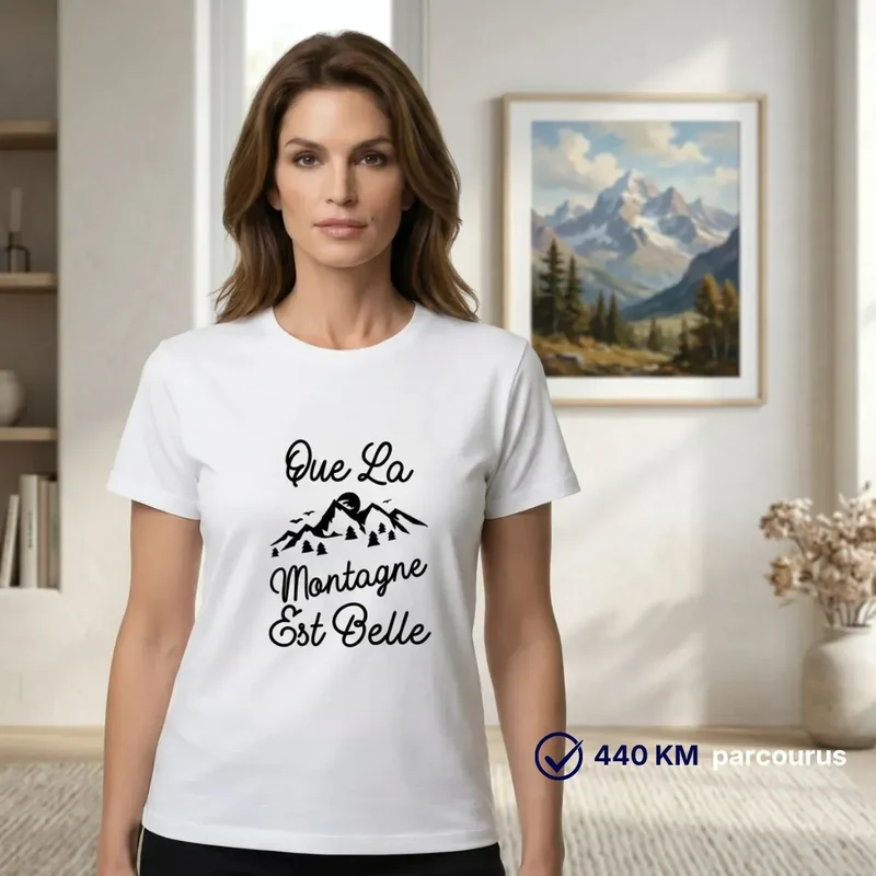 T-shirt femme blanc | Que la montagne est belle