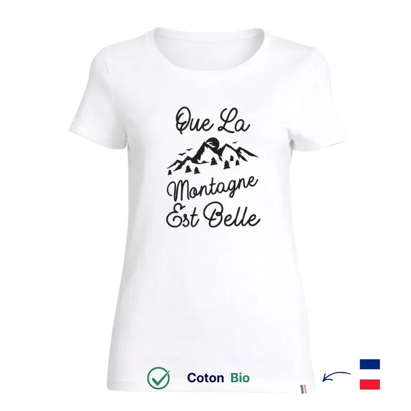 T-shirt femme blanc | Que la montagne est belle