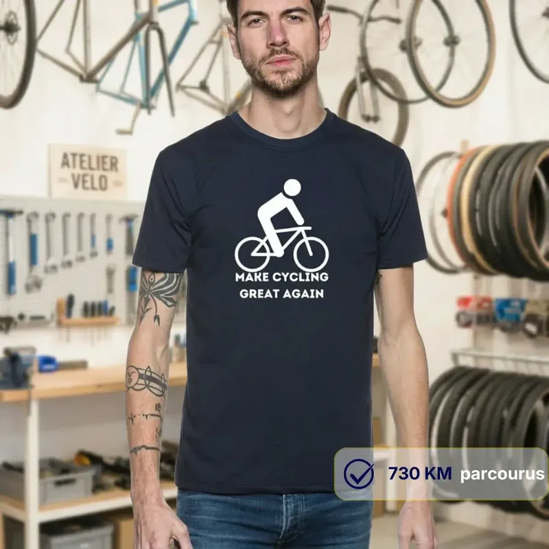 T-shirt Homme bleu | Vélo "Make Cycling great again"
