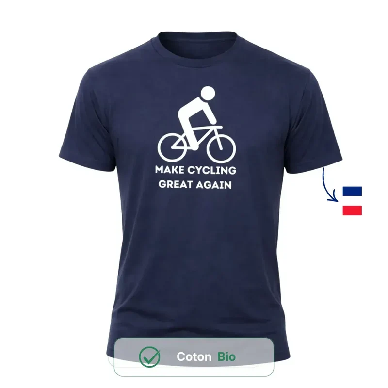 T-shirt Homme bleu | Vélo "Make Cycling great again"
