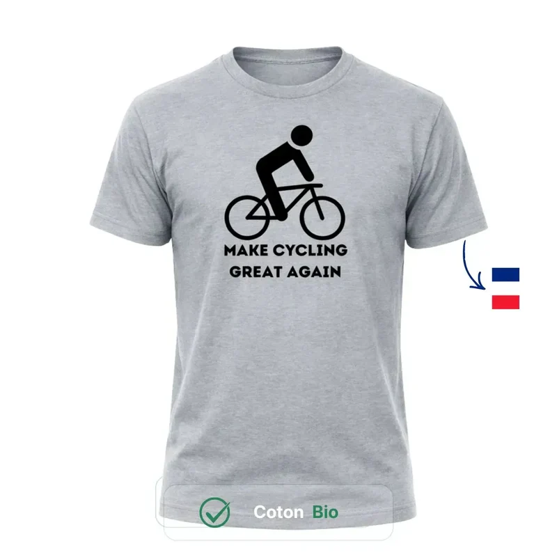 T-shirt Homme gris | Vélo "Make Cycling great again"