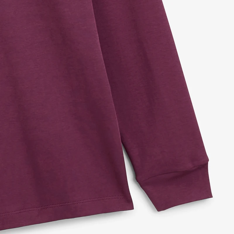 Polo zippé manches longues en coton interlock rouge