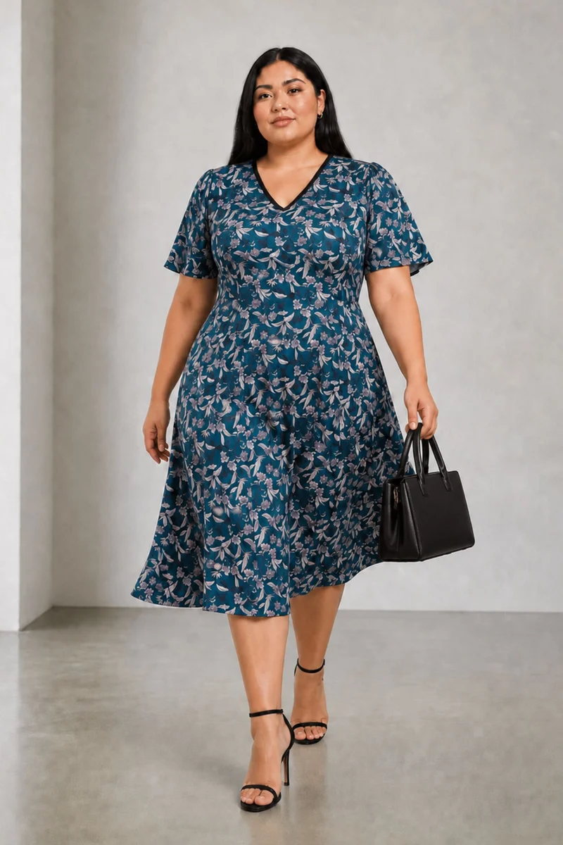Flara|Cotton Lace Insert Midi Dress
