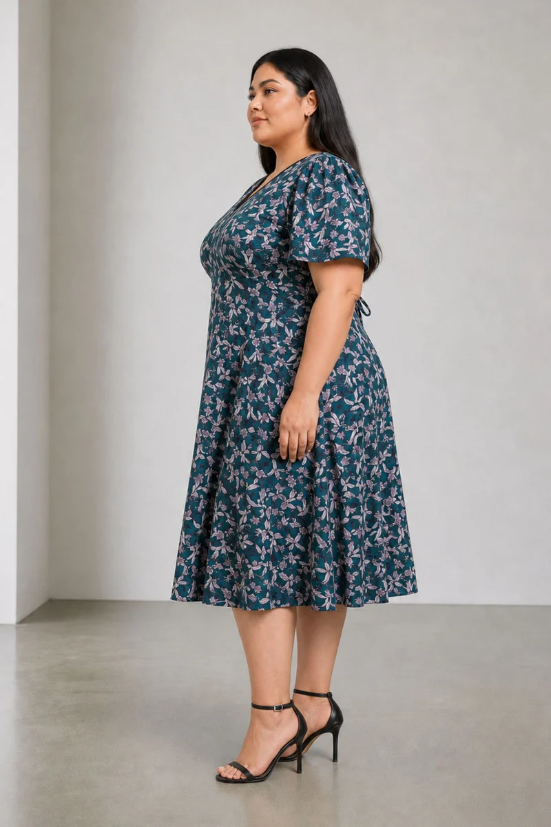 Flara|Cotton Lace Insert Midi Dress