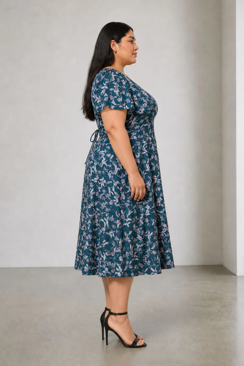 Flara|Cotton Lace Insert Midi Dress