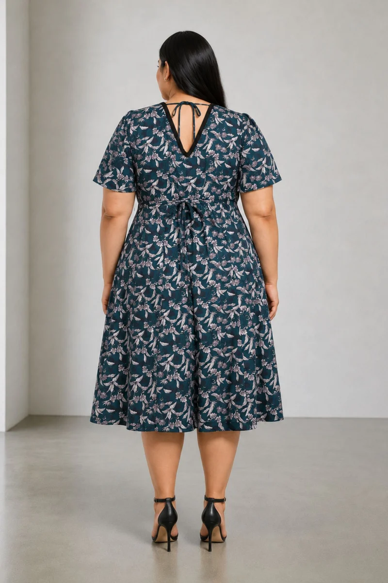 Flara|Cotton Lace Insert Midi Dress