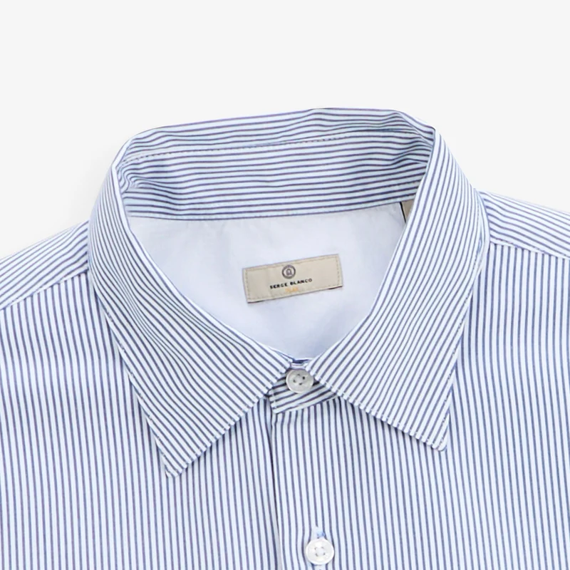 Chemise manches longues coton fines rayures bleue SBPLAY