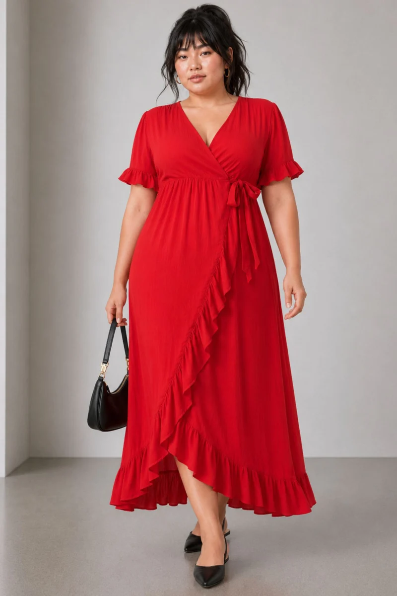 Rivka|Viscose Highlow Wrap Dress