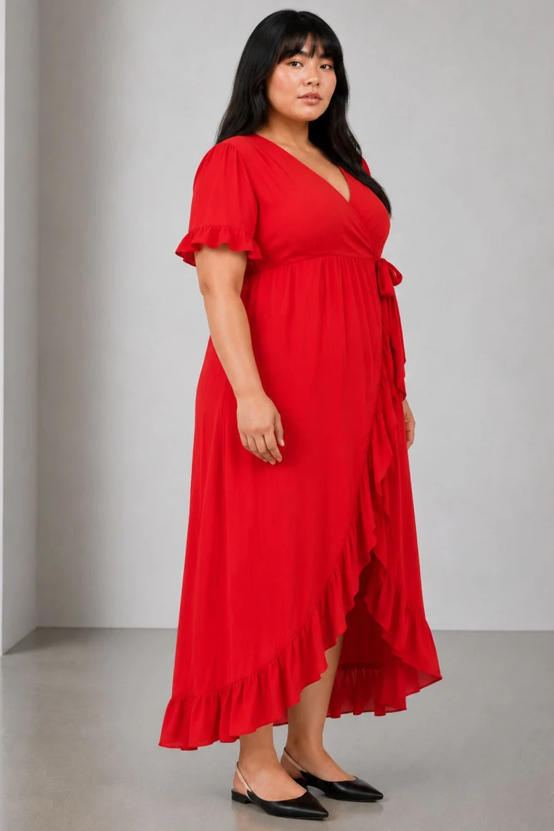 Rivka|Viscose Highlow Wrap Dress