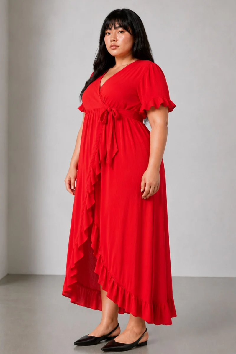 Rivka|Viscose Highlow Wrap Dress