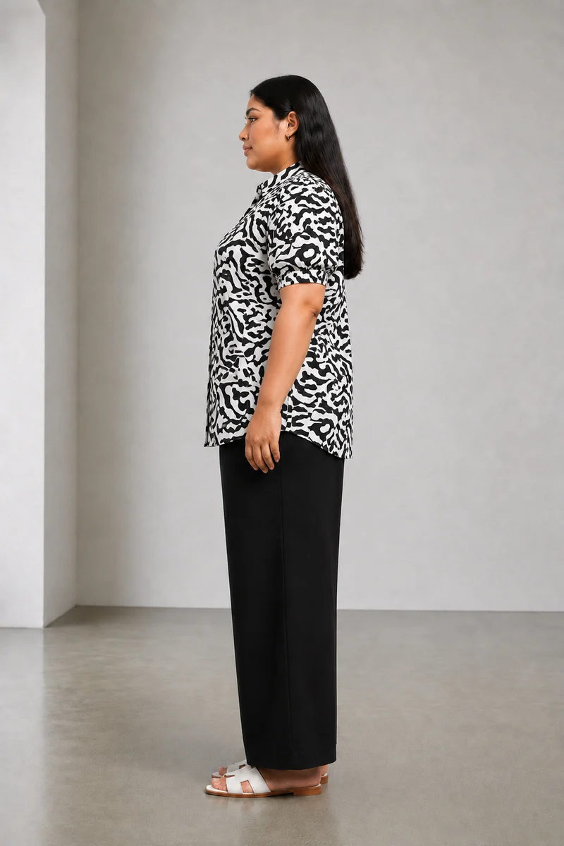Calle|Cotton Shirt With Puff Sleeves