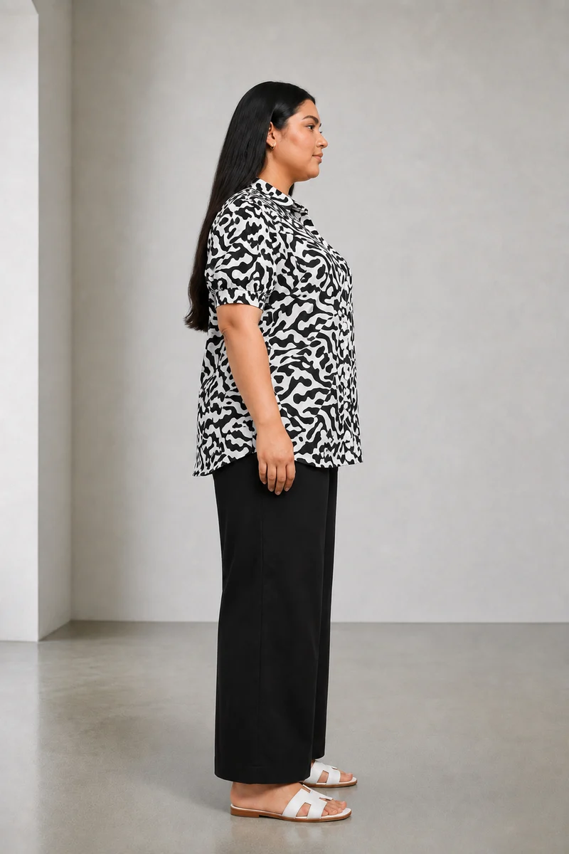 Calle|Cotton Shirt With Puff Sleeves