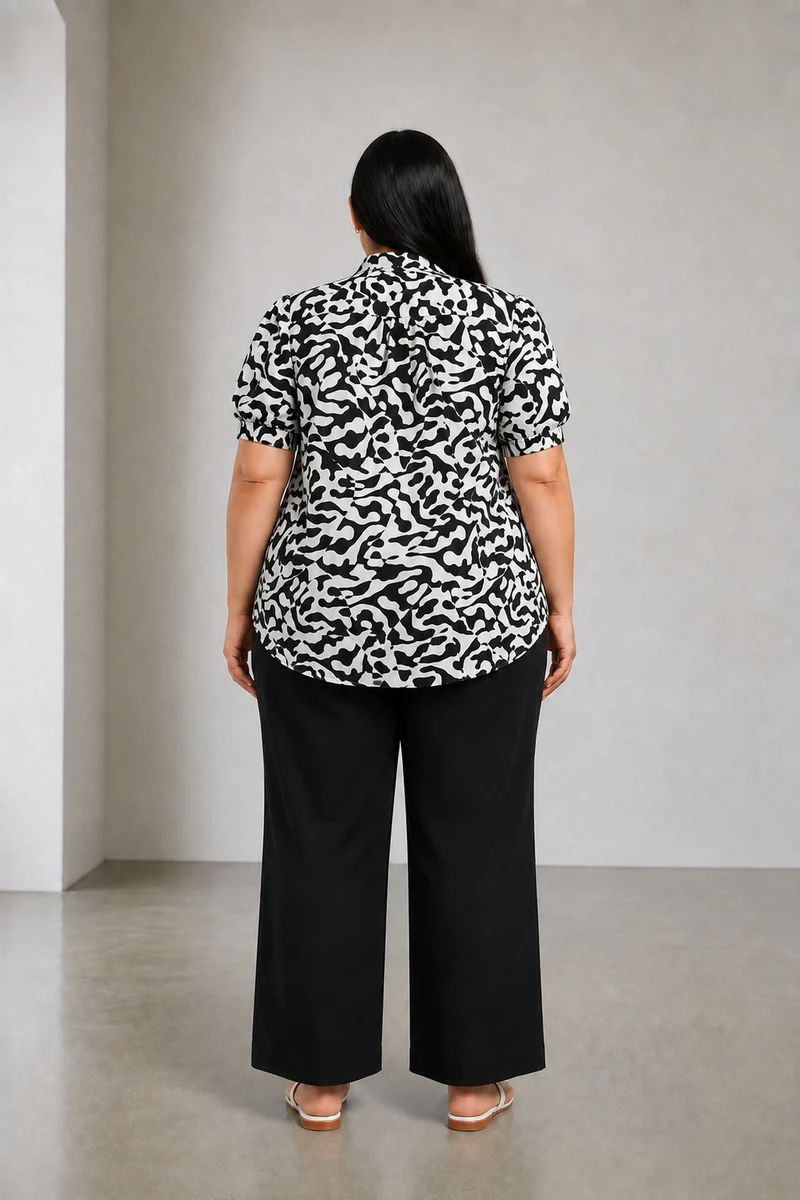 Calle|Cotton Shirt With Puff Sleeves