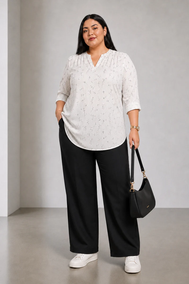 Raina|Viscose Split V Neck Top