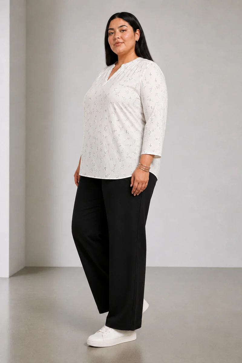 Raina|Viscose Split V Neck Top