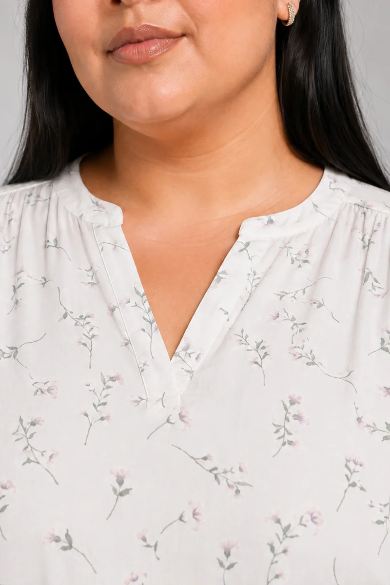 Raina|Viscose Split V Neck Top