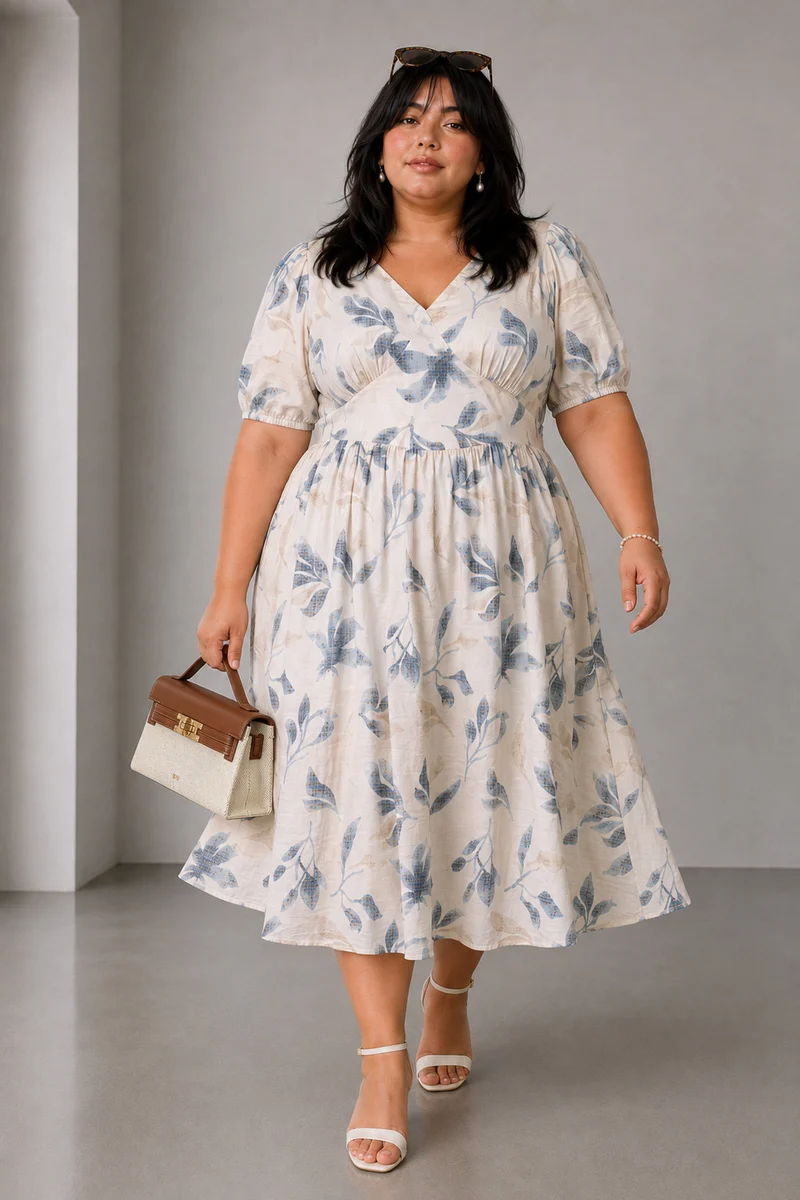 Mavon|Cotton Fit Flare Midi Dress