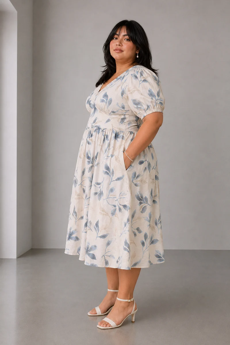 Mavon|Cotton Fit Flare Midi Dress