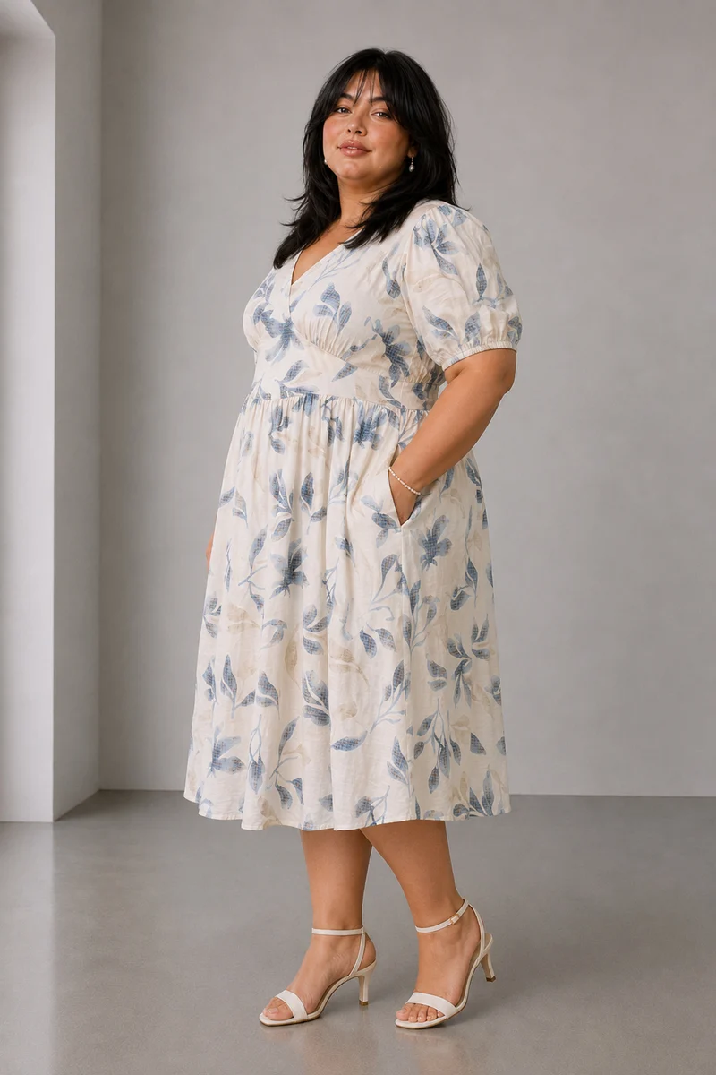 Mavon|Cotton Fit Flare Midi Dress