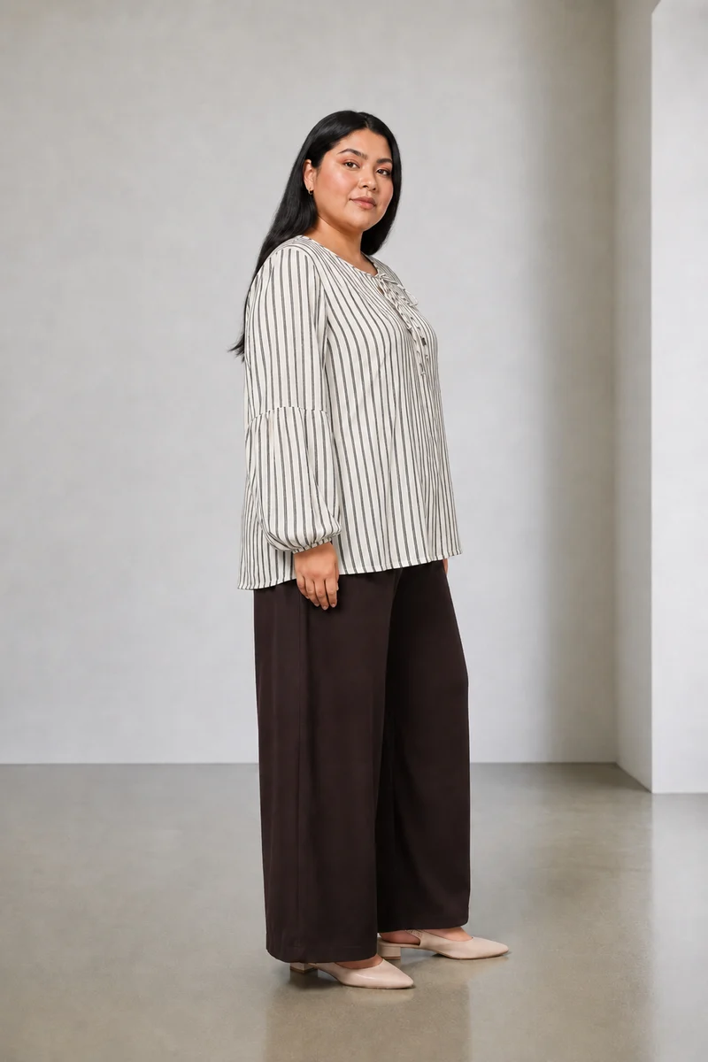 Tivora|Viscose Pintuck Detail Tie Up Top