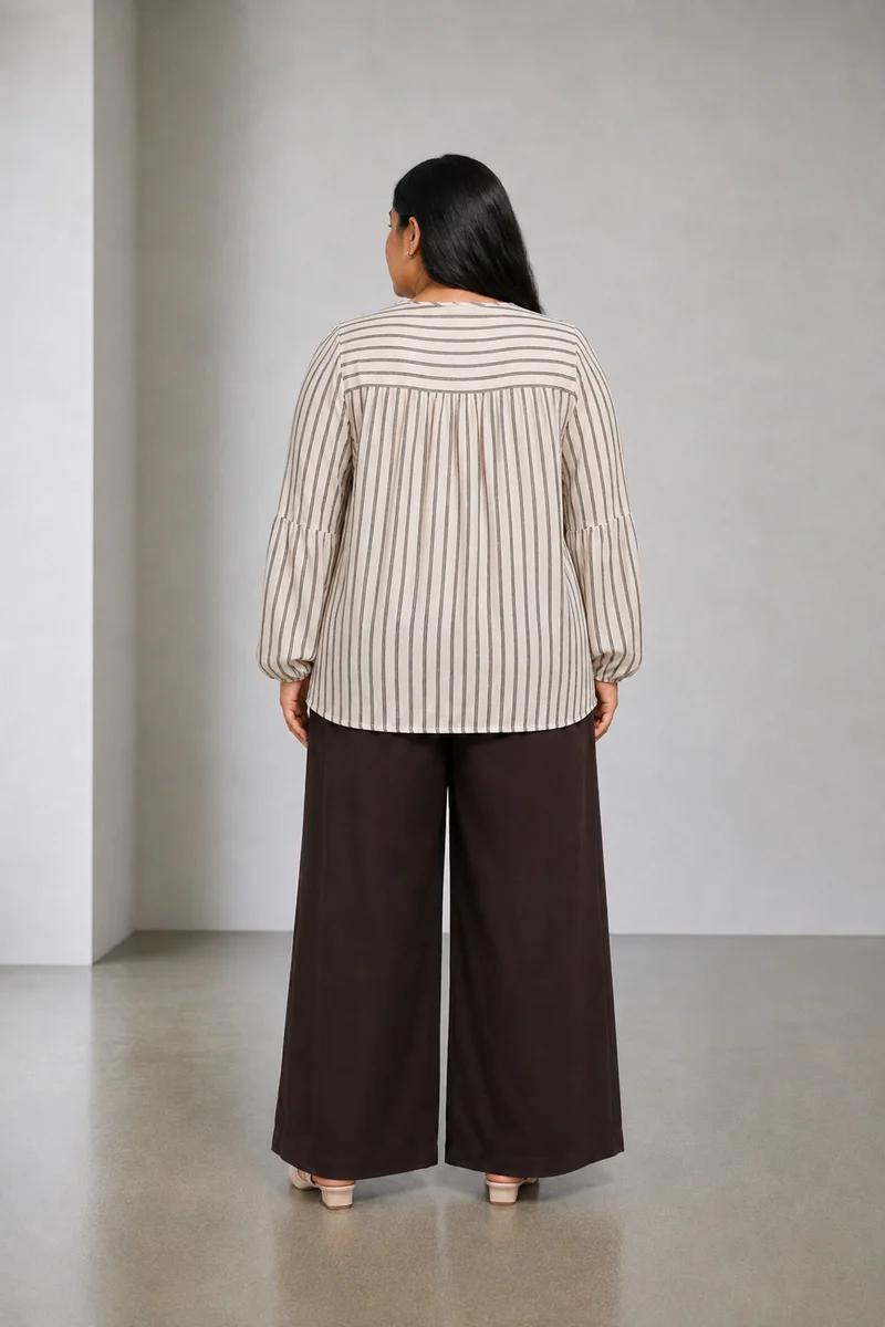 Tivora|Viscose Pintuck Detail Tie Up Top