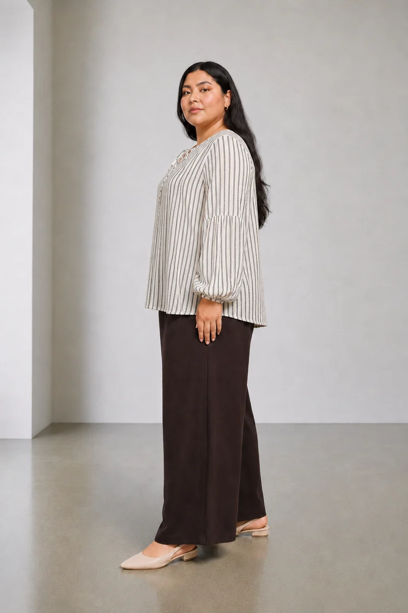 Tivora|Viscose Pintuck Detail Tie Up Top
