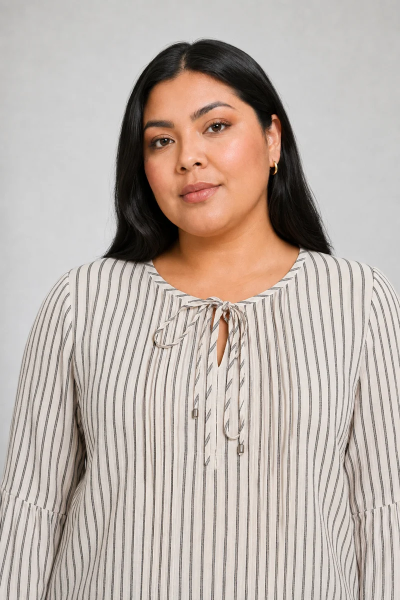 Tivora|Viscose Pintuck Detail Tie Up Top