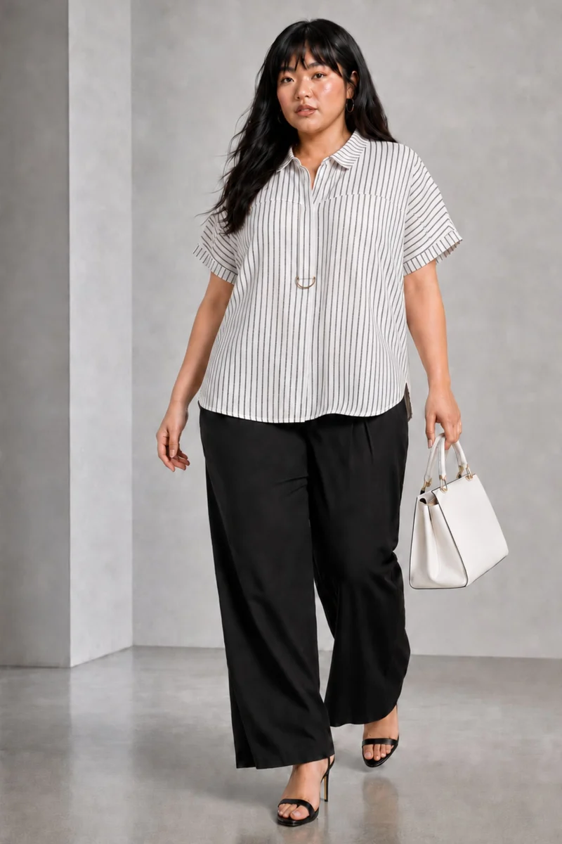 Cadora|Cotton Dring Utility Collared Top