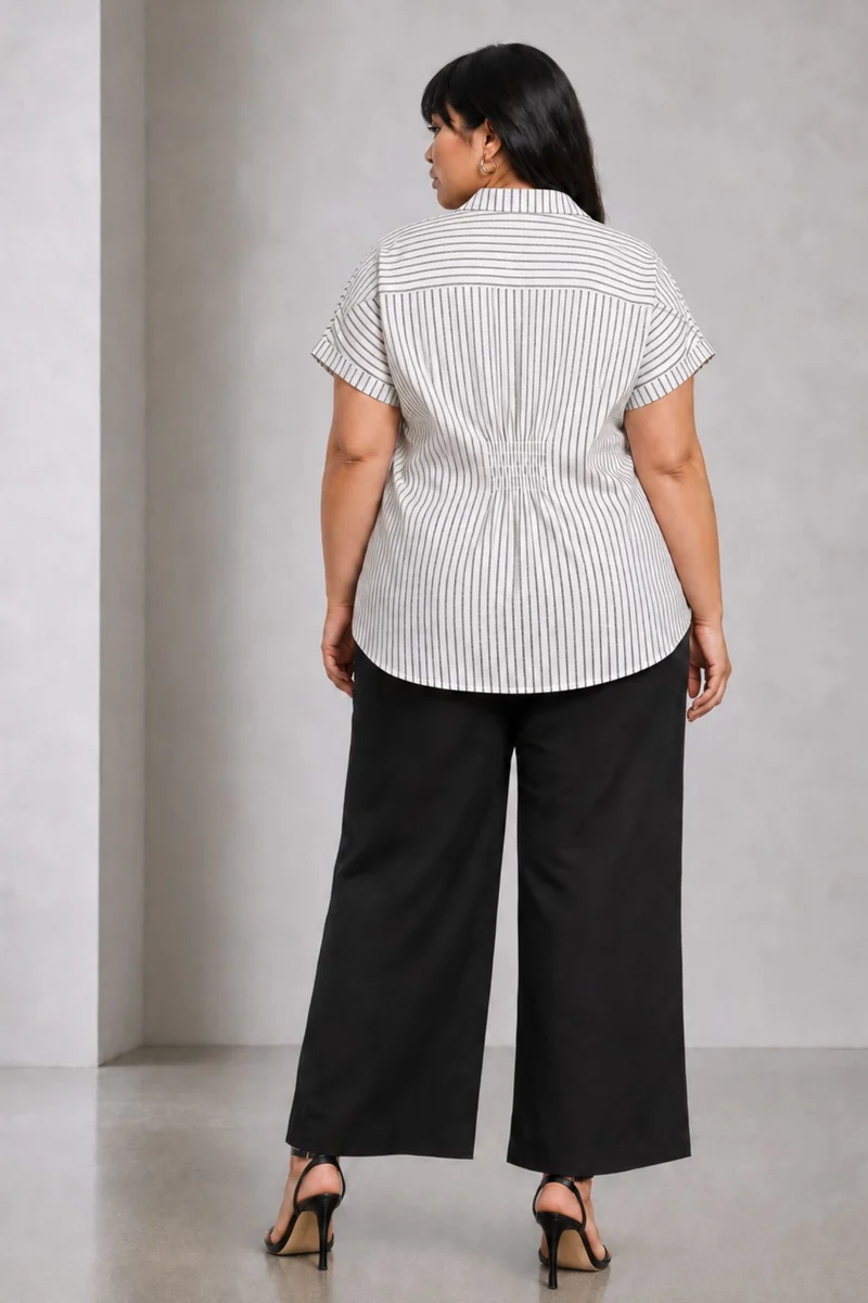 Cadora|Cotton Dring Utility Collared Top