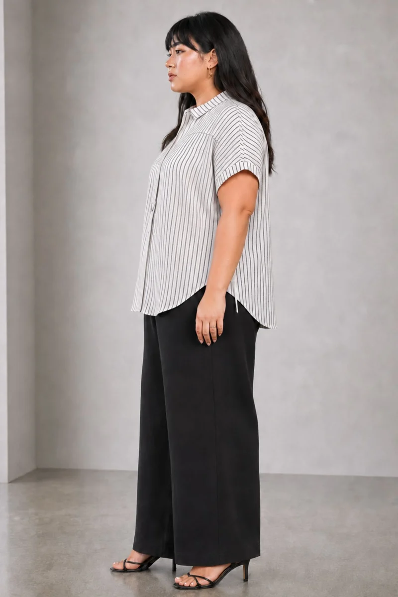 Cadora|Cotton Dring Utility Collared Top