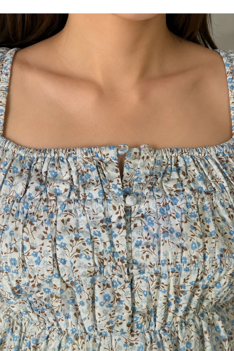 Ceria|Ditsy Floral Poplin Smocked Mini Dress