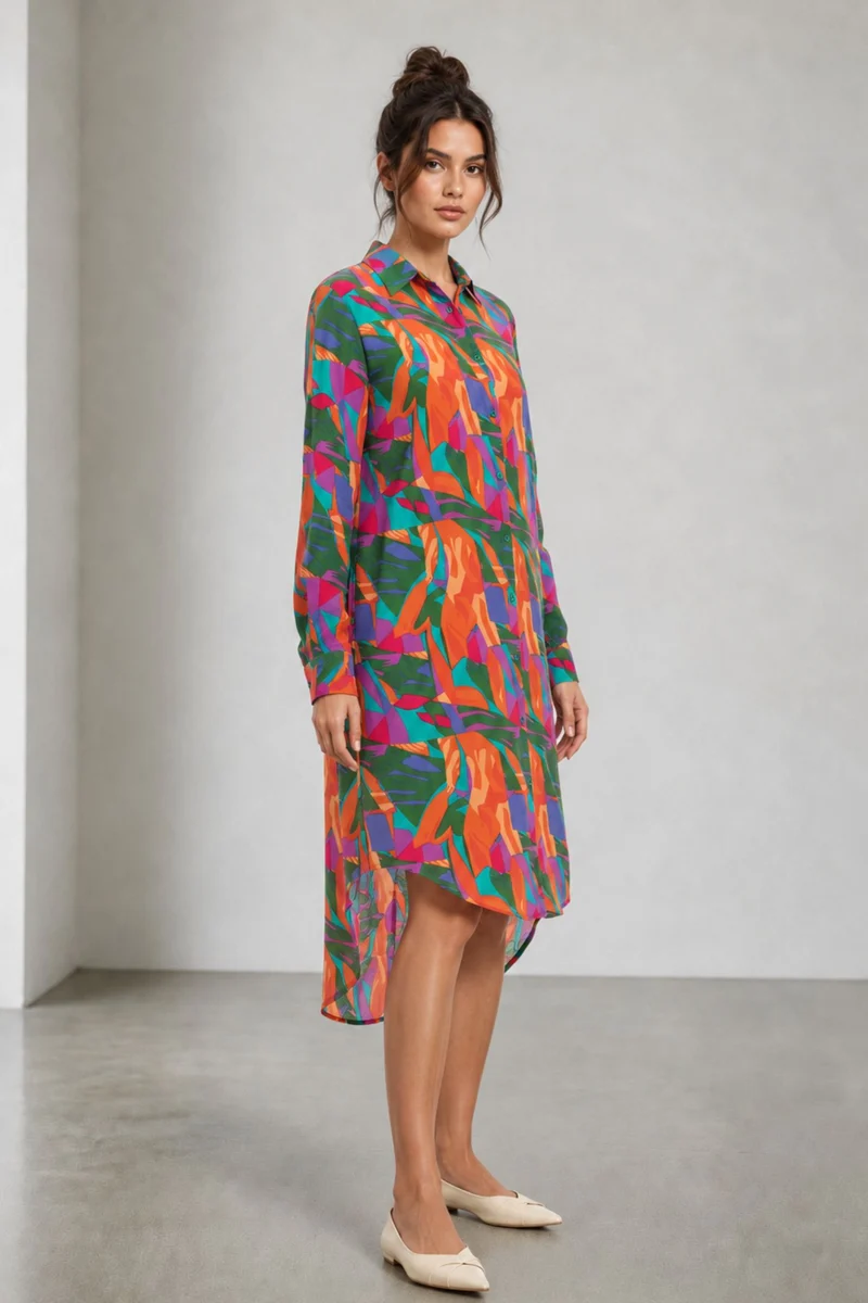 Isora|Viscose Midi Shirt Dress