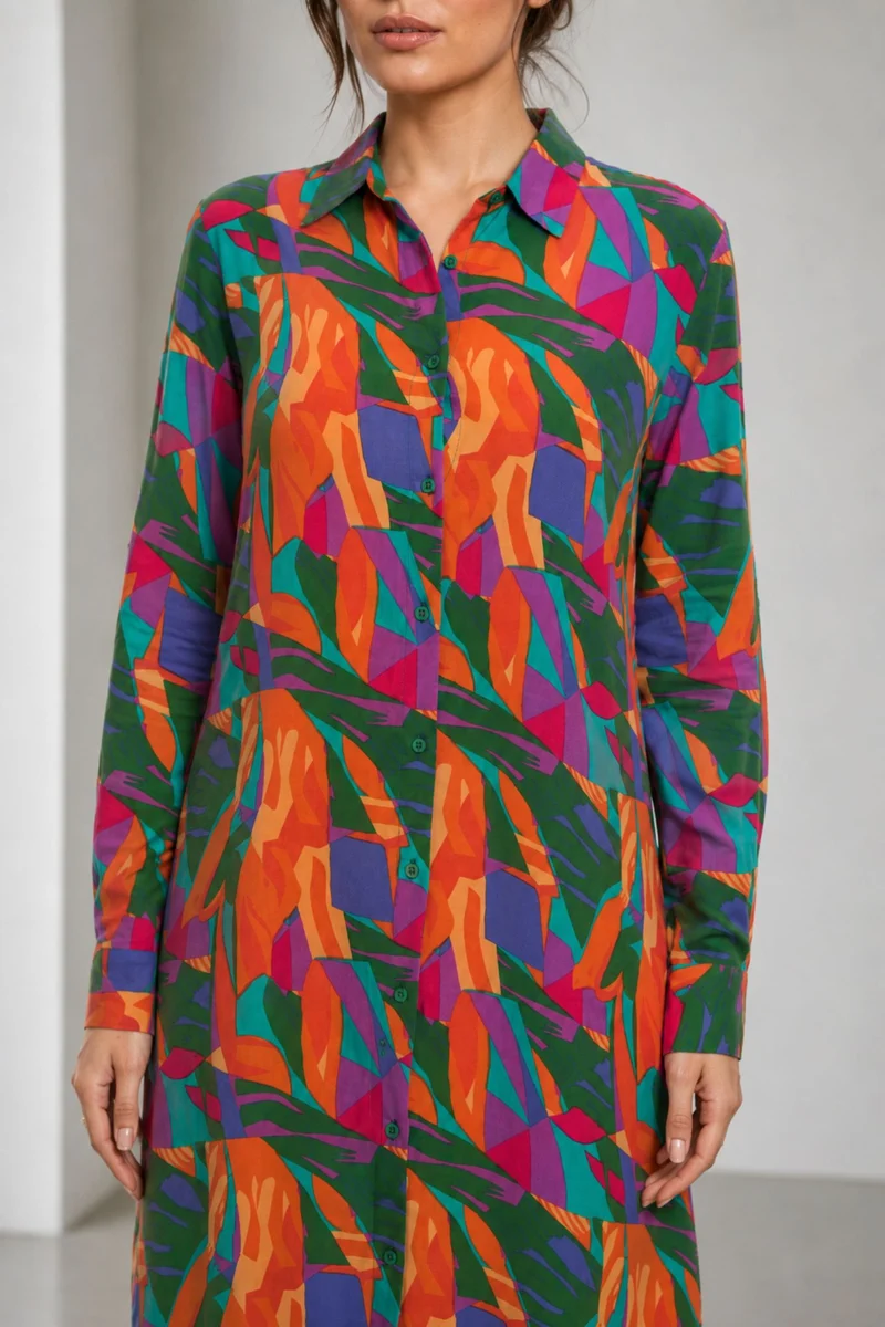 Isora|Viscose Midi Shirt Dress