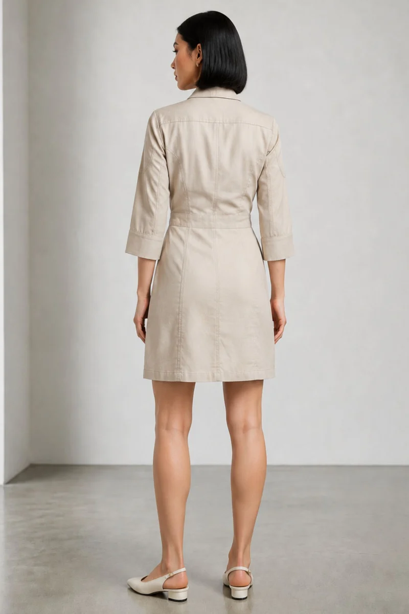 Nuvia|Cotton Fitted Shirt Dress
