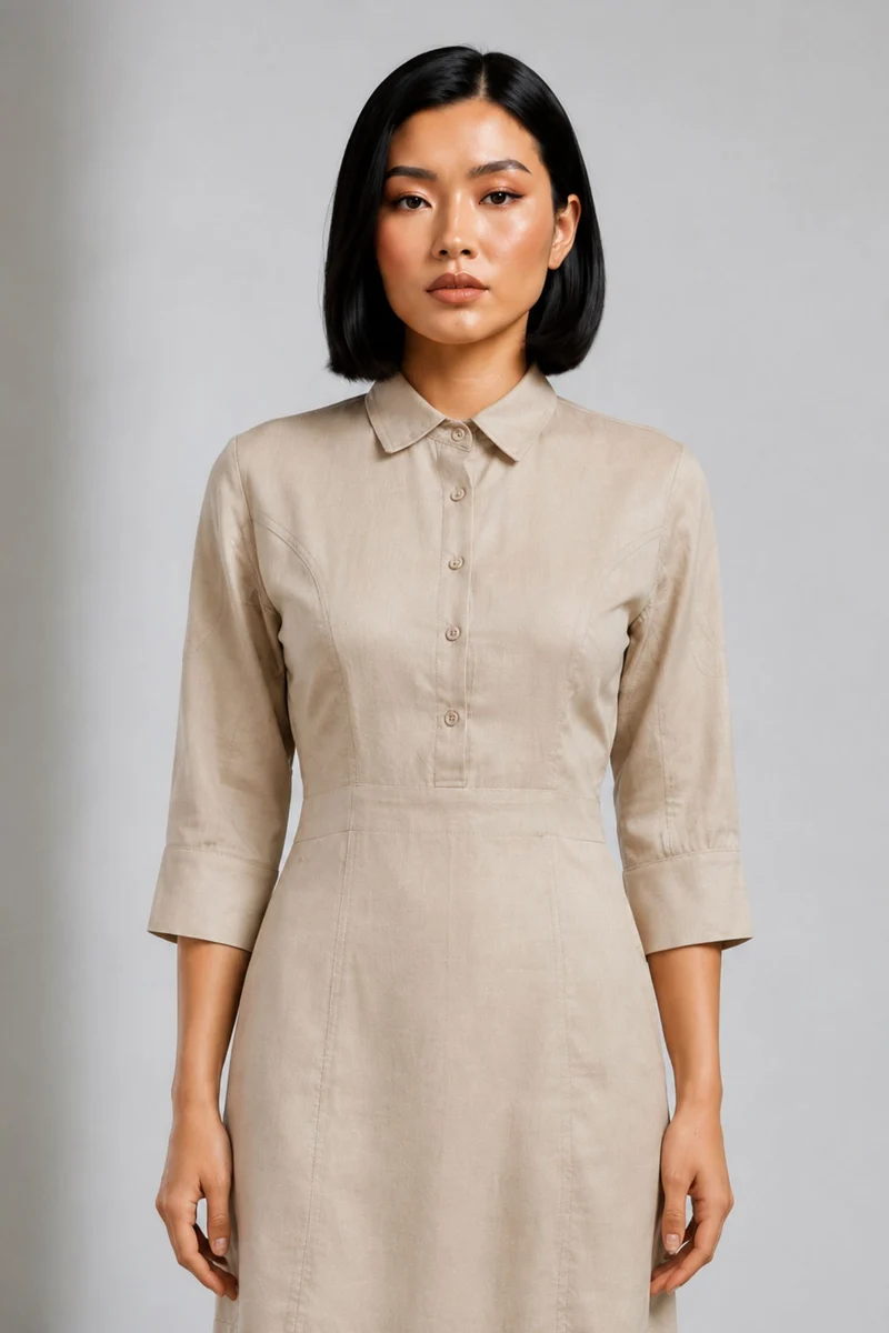 Nuvia|Cotton Fitted Shirt Dress