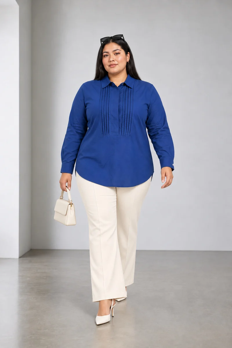 Borel|Cotton Shirt With Pintuck Front Panel