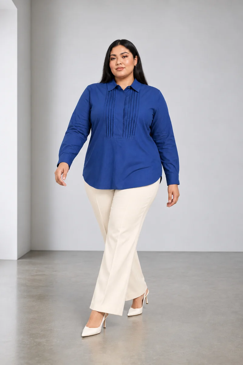 Borel|Cotton Shirt With Pintuck Front Panel