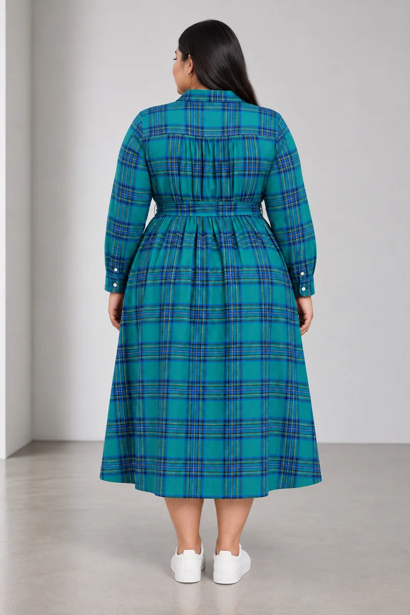 Tellen|Cotton Fit Flare Midi Shirt Dress