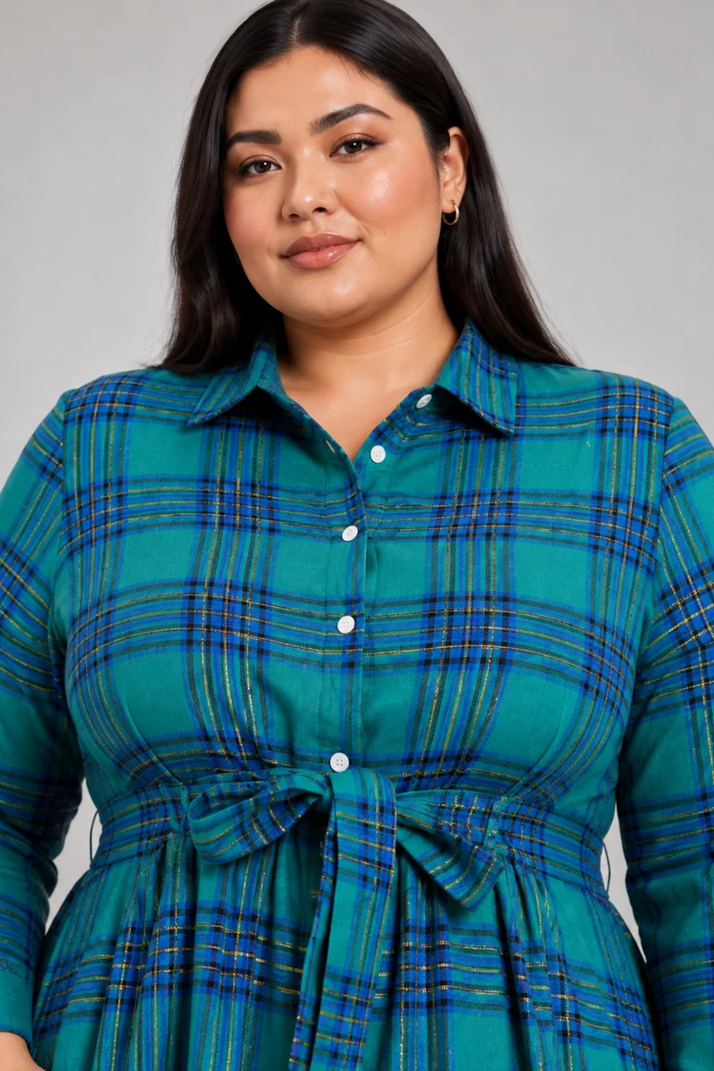Tellen|Cotton Fit Flare Midi Shirt Dress