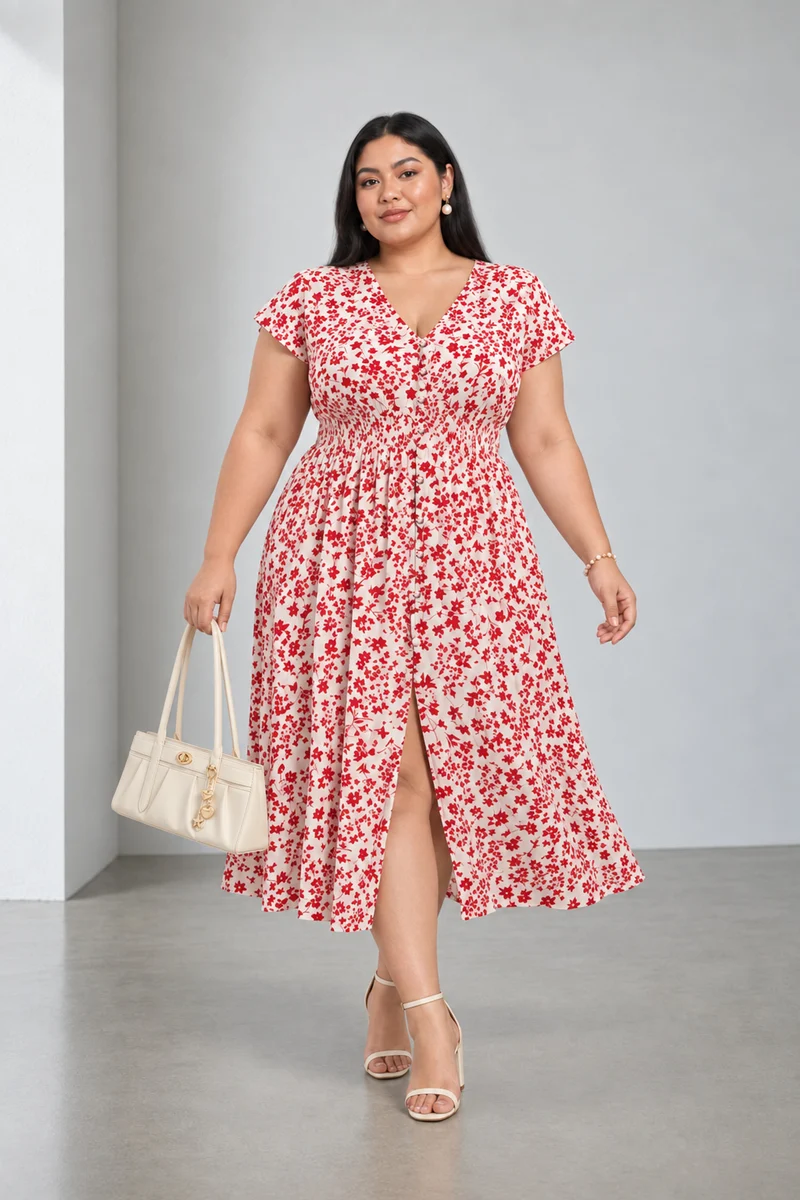 Anira|Cotton Smocked Midi Dress