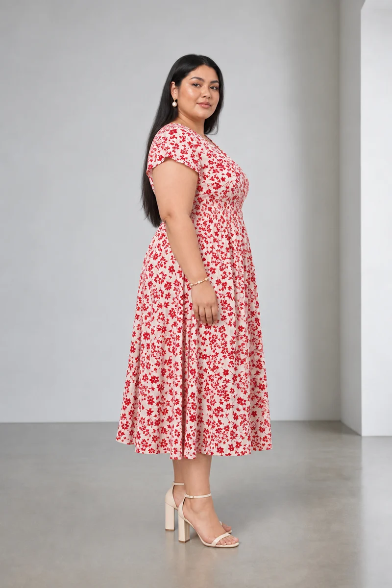Anira|Cotton Smocked Midi Dress