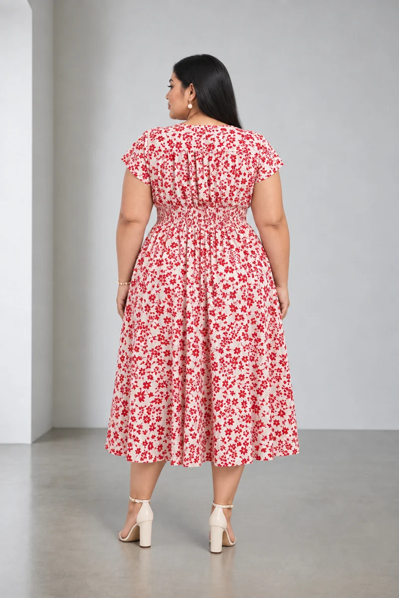 Anira|Cotton Smocked Midi Dress