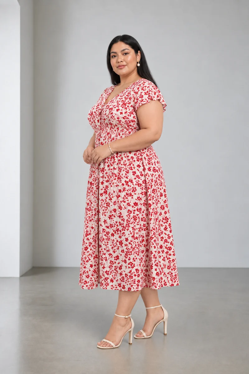 Anira|Cotton Smocked Midi Dress