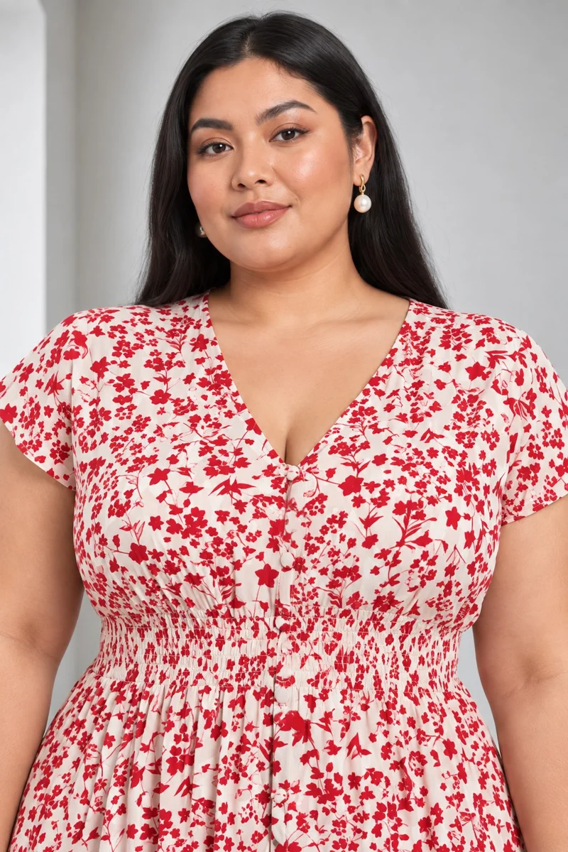 Anira|Cotton Smocked Midi Dress