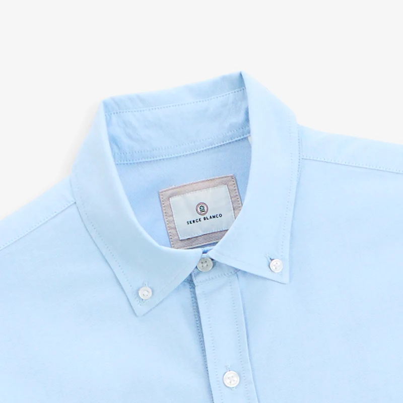 Chemise manches longues Oxford coton bleu ciel sangle SB