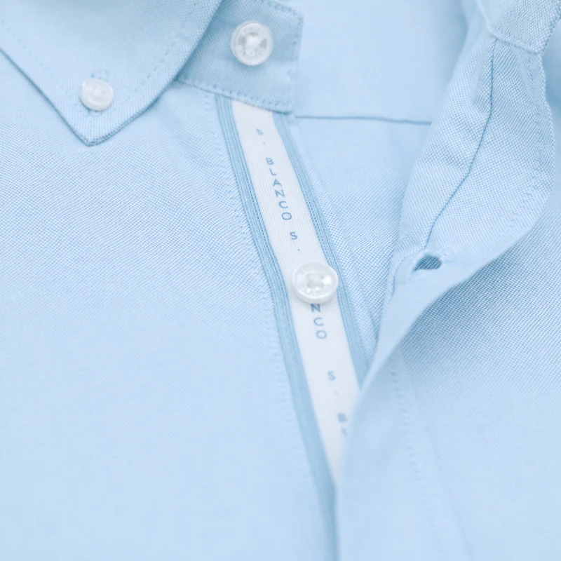 Chemise manches longues Oxford coton bleu ciel sangle SB
