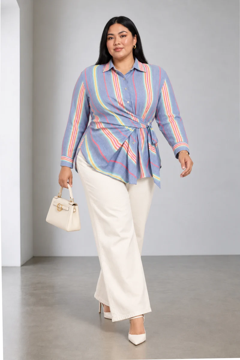 Blye|Cotton Tie Up Wrap Shirt