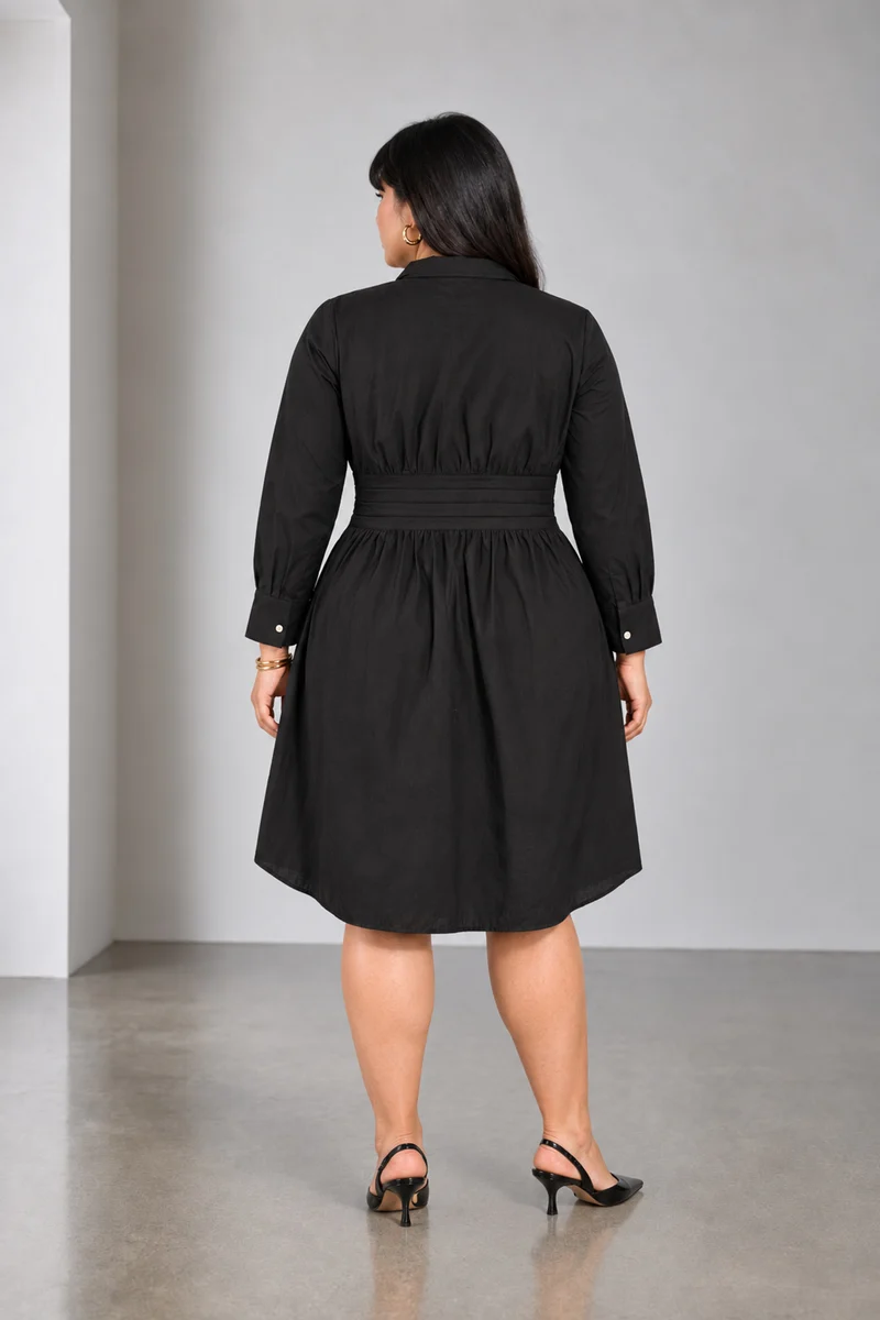Corva|Cotton Wrap Style Shirt Dress